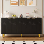 Credenza a 4 ante con ripiani regolabili, cerniere soft-close e dettagli oro, in MDF e truciolare nero 160 × 40 × 80 cm