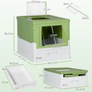 Lettiera per gatti con coperchio e vaschetta, plastica 47,5x35,5x36,7 cm, incl. paletta e scatola deodorante