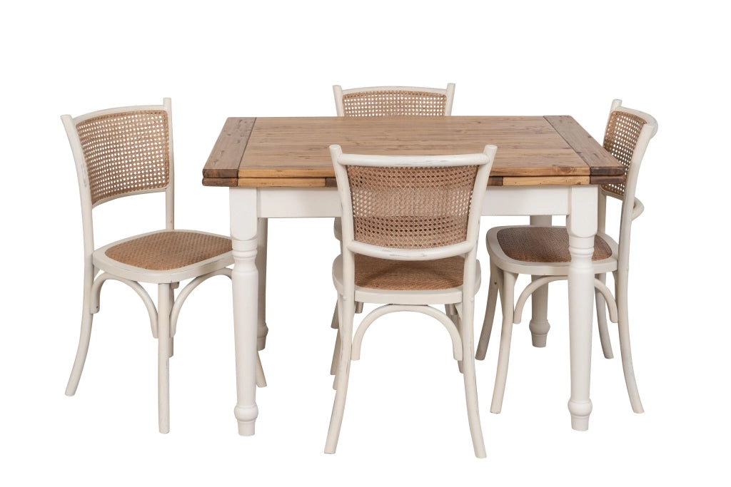 Biscottini Sedia Thonet in massello di frassino e seduta rattan finitura bianca anticata