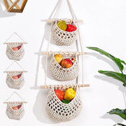 Fruitrek con 3 Livelli - Opificio Artigianale per Frutta - Porta Frutta a Sospensione per Cucina Soggiorno Bagno Camera da Letto (Bianco)