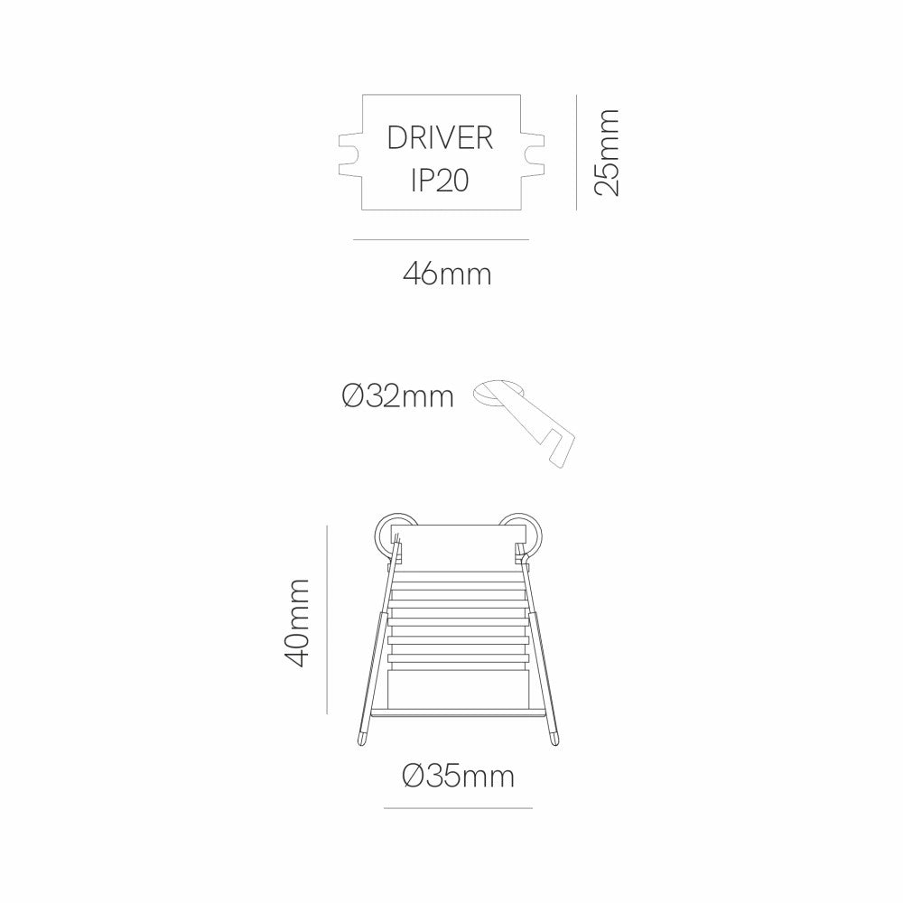 Nano Pulsar Sq Recessed - Faretto da incasso per interni 3.5W Fascio 30° Bianco Opaco Punto luce piccolo 35mm 3000K - Beneito & Faure