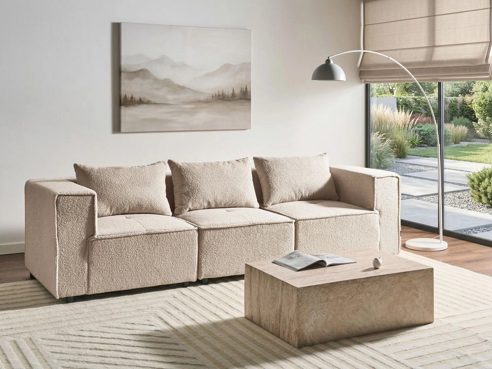 Divano modulare Boucle a 3 posti elementi angolari componibili beige Stile moderno e minimalista