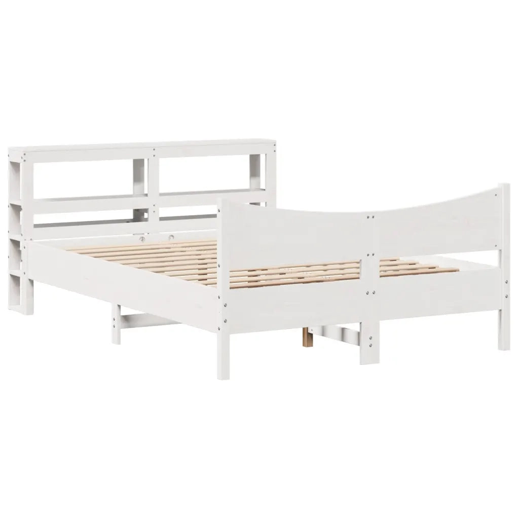 Giroletto con Testiera Bianco 150x200 cm Legno Massello di Pino