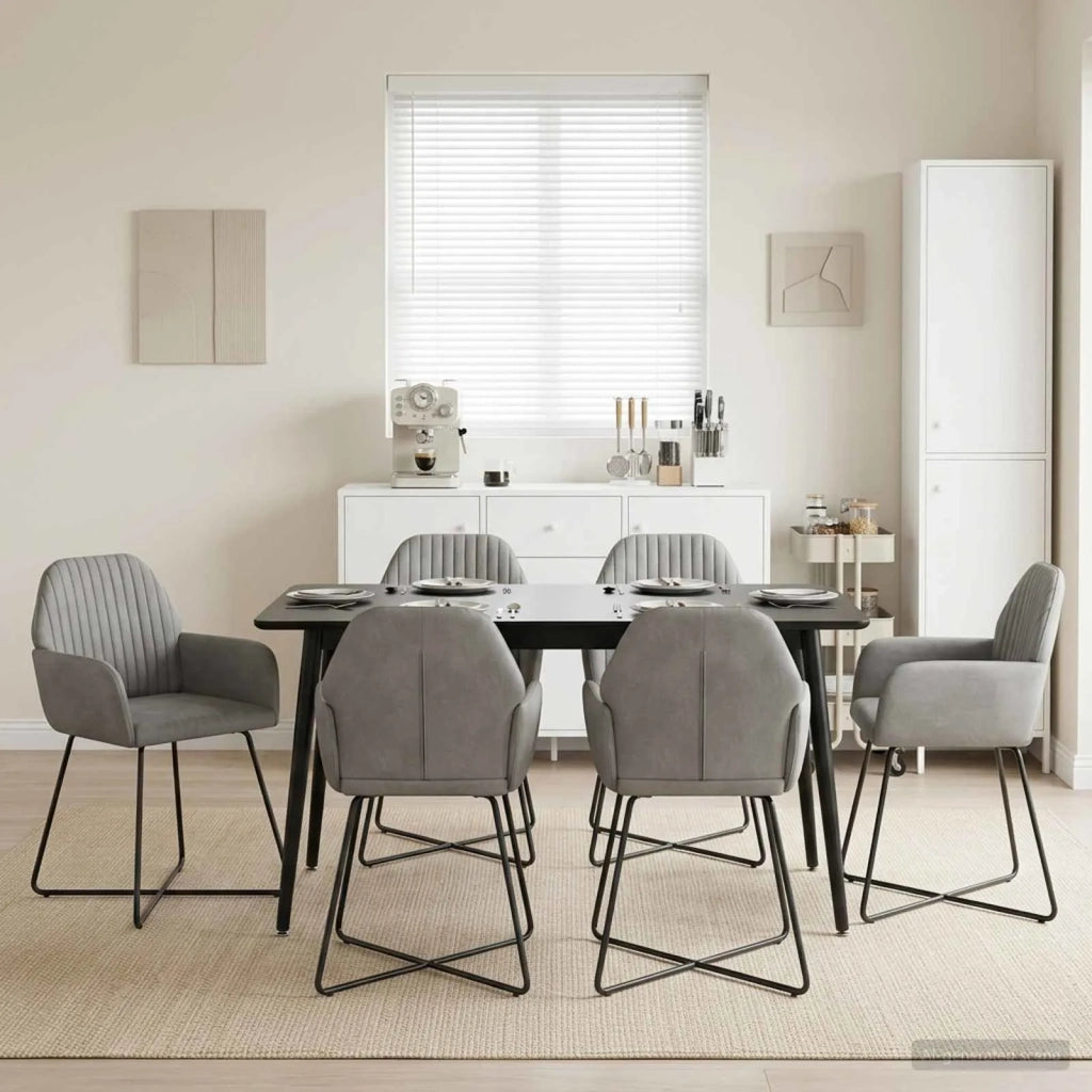 Sedie da pranzo 6 pz Velluto Grigio Chiaro 55 x 50 x 84 cm 3428383