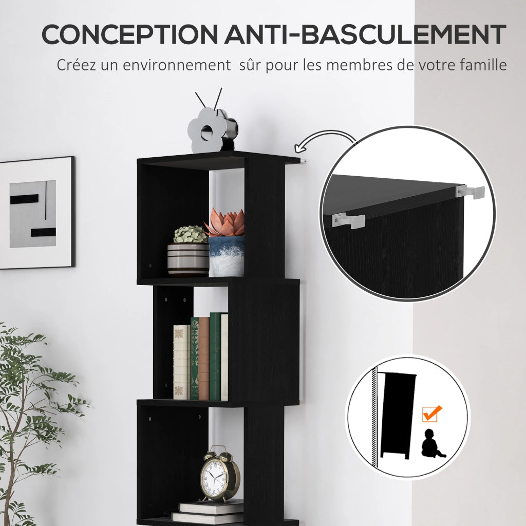 Libreria a 5 Livelli Design Moderno ¨C Xylo ¨C Scaffale Ripiani Legno Nero per Soggiorno Ufficio
