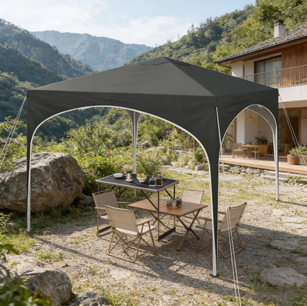 Gazebo pieghevole 3 x 3 m grigio con tetto Oxford 210D e altezza regolabile