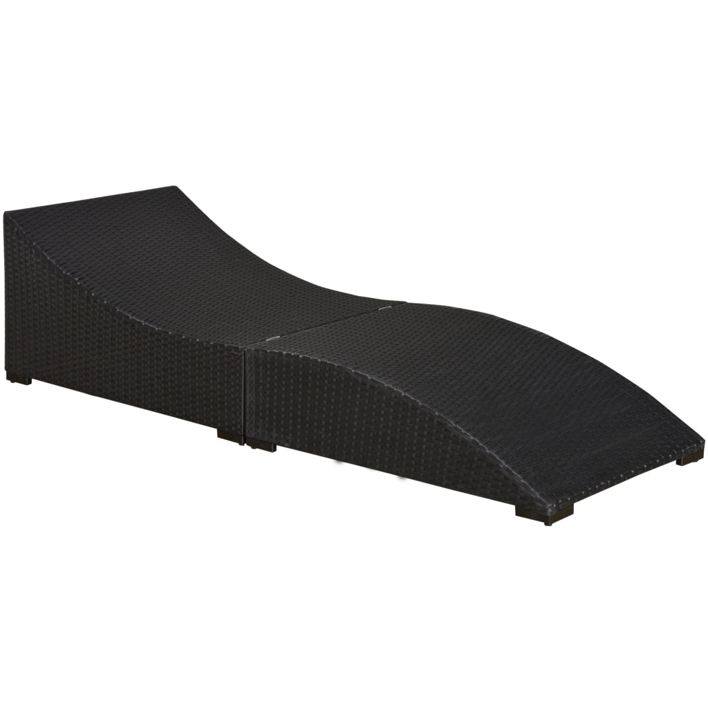Lettino Prendisole Pieghevole da Giardino 198x68x50 cm in Rattan Nero e Bianco Crema