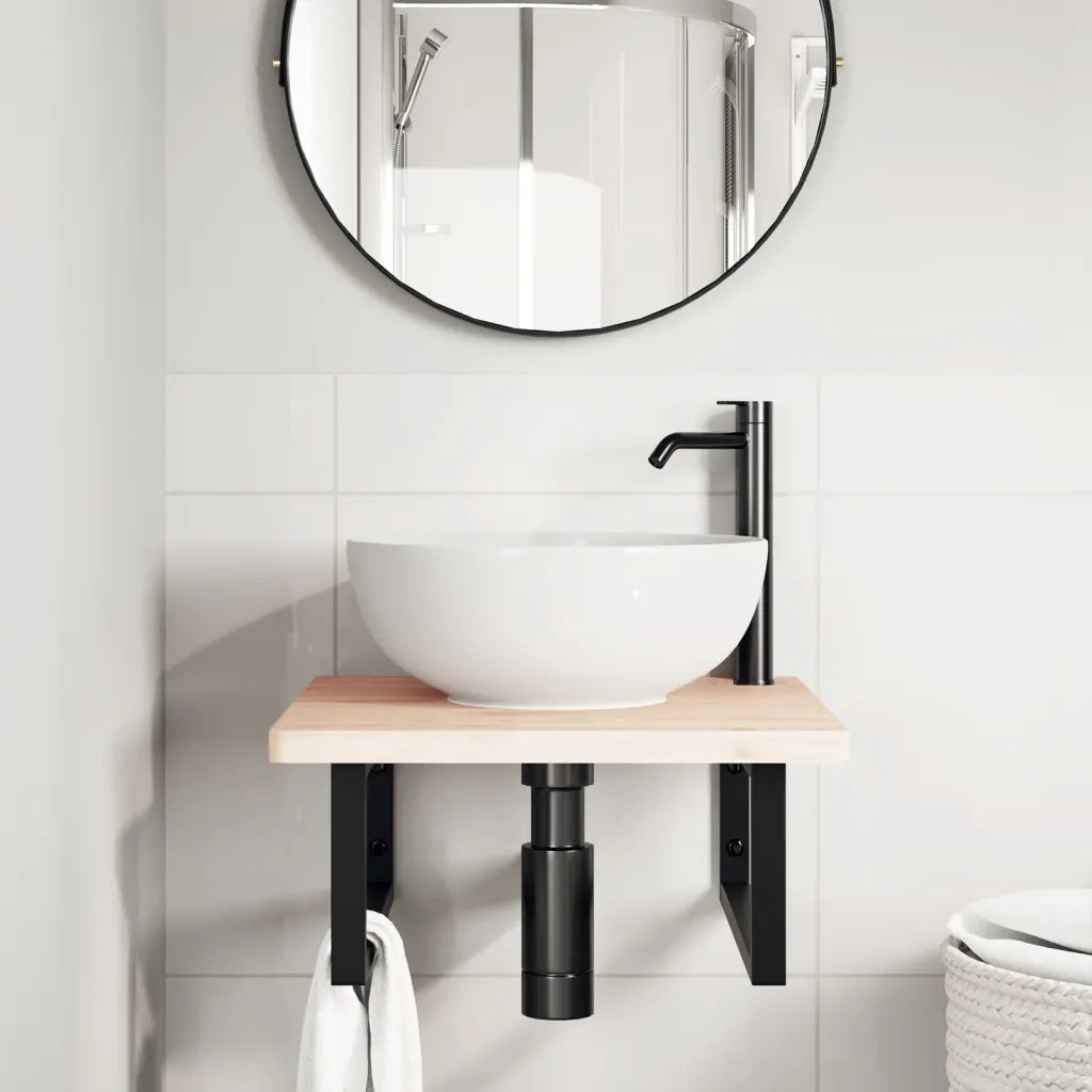 Reggimensole per Lavabo 2 pz-Supporti per mensole a muro Nere Rettangolari in Acciaio 926092