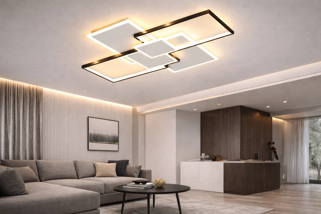 Plafoniera LED 83W Dimmerabile Bluetooth con App, 6640 Lumen, Soffitto Moderna Rettangolare, Telecomando Incluso, Luce Calda Naturale Fredda Regolabile, 270°