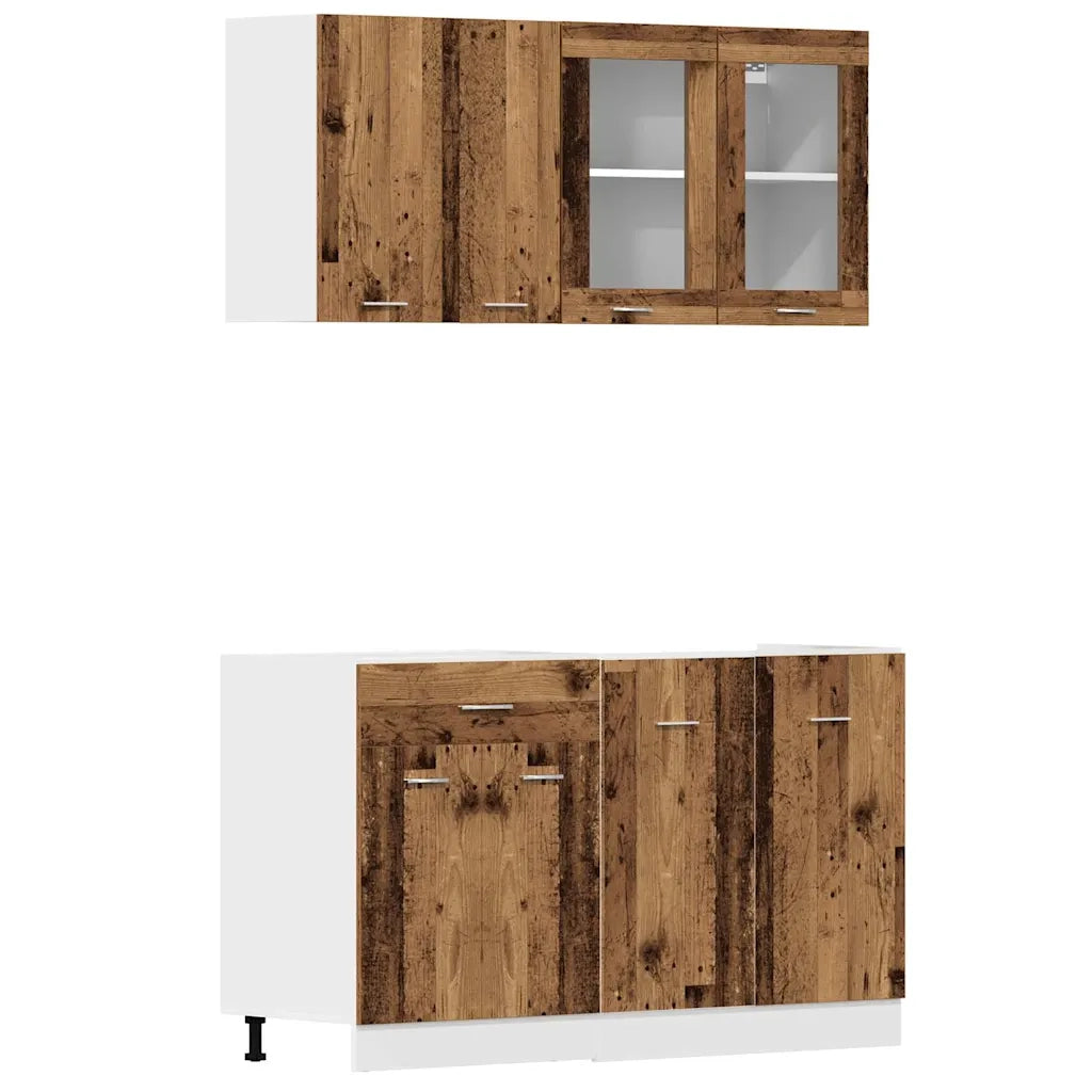 Set di Mobili da Cucina 4 pz Lyon Legno Antico in Truciolato 3328573