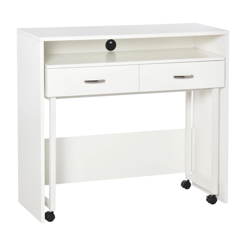 Scrivania con cassetti e ruote ¨C zephmum ¨C bianco, 100x36x88cm