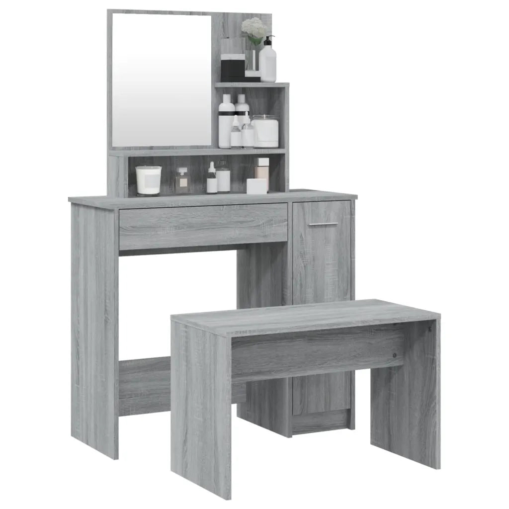 Set Tavolo da Toeletta Grigio Sonoma 86,5x35x136 cm 3114153