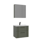 Set mobile lavabo con specchio (2 pezzi) "Bari 65 v2" - 65 x 45 x 55 cm - Verde opaco