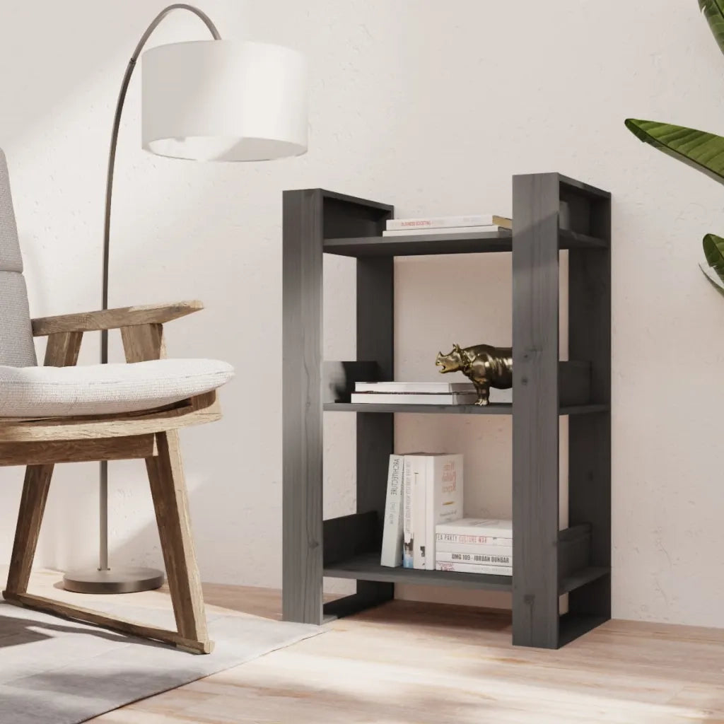 Libreria/Divisorio Grigio 60x35x91 cm in Legno Massello di Pino 813881