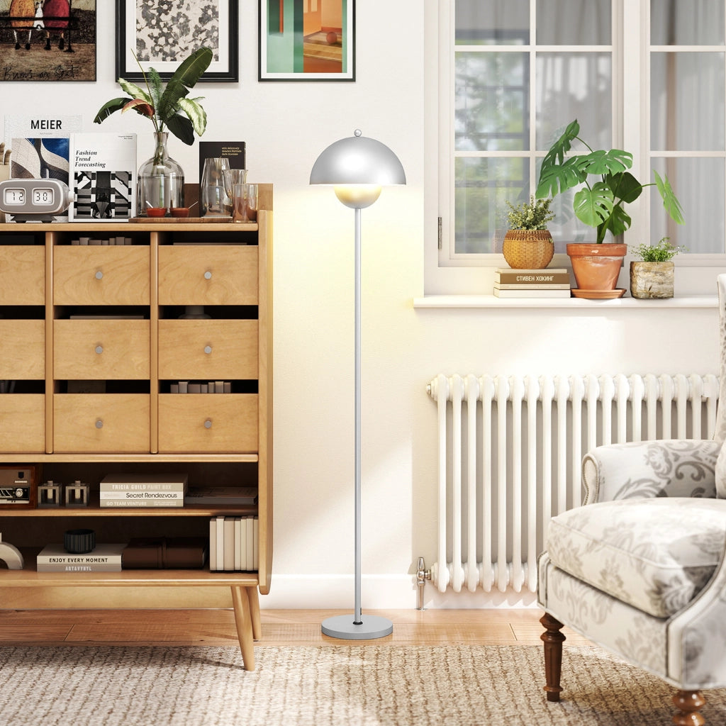 Lampada da terra moderna ¨C Xylo ¨C ?30x155 cm argento con paralume a ciotola