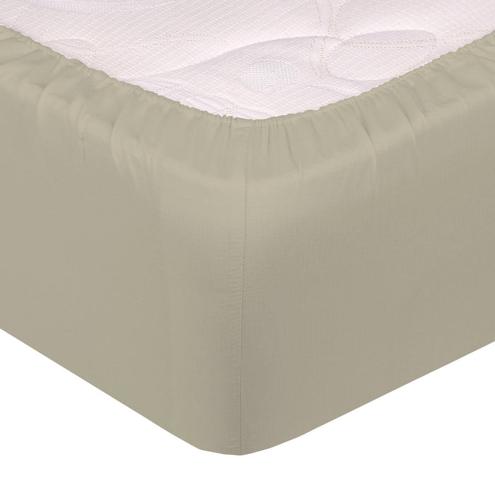 Lenzuolo Sotto Singolo con Angoli ed Elastico Tinta Unita Tortora