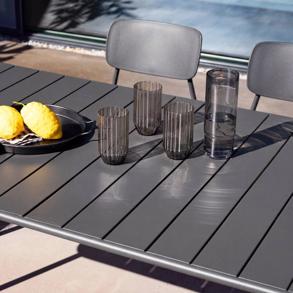 Set tavolo da giardino in metallo con 6 sedie, antracite