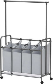 Wasmacchina 4 contenitori raccoglitore di bucato standard - con ruote - cassa lavatrice rimovibile portata - con freno - 4 x 50 litri - grigio Wasmacchina 2.0