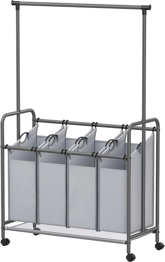 Wasmacchina 4 contenitori raccoglitore di bucato standard - con ruote - cassa lavatrice rimovibile portata - con freno - 4 x 50 litri - grigio Wasmacchina 2.0