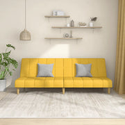 Divano Letto a 2 Posti Giallo in Tessuto 375831