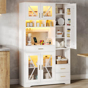 Credenza alta con LED e prese, 105x40x185 cm, bianca