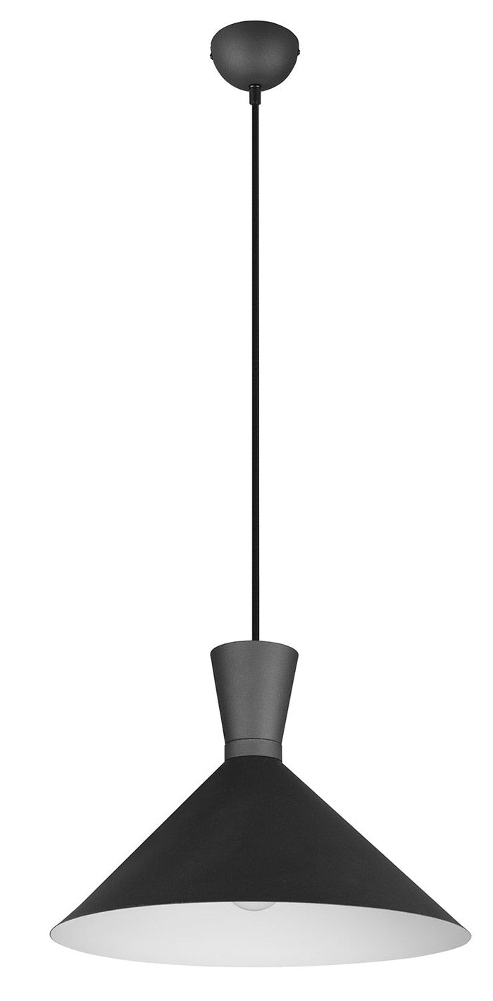 Lampada a Sospensione da Interno Attacco E27 in Metallo Nero Opaco