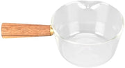 Melkkan in vetro da 400ml - Tappo a forma di V - Maniglia in legno - Funzione antidroso - Adatto a gas - Ciotola per latte