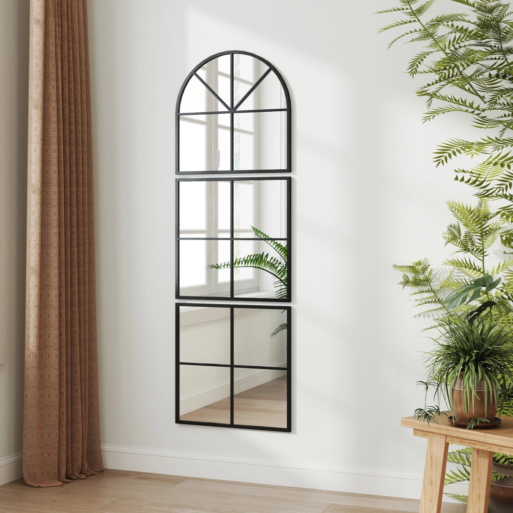 Specchio da muro arcuato con cornice metallica ¨C Zephmum ¨C Nero 60x180 cm