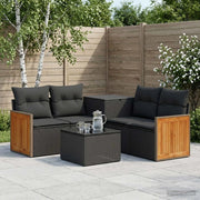 Set di divani 6 pz Nero Rattan sintetico e Acciaio 3447700