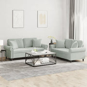 Set di Divani 2 pz con Cuscini Grigio Chiaro in Velluto 3202230