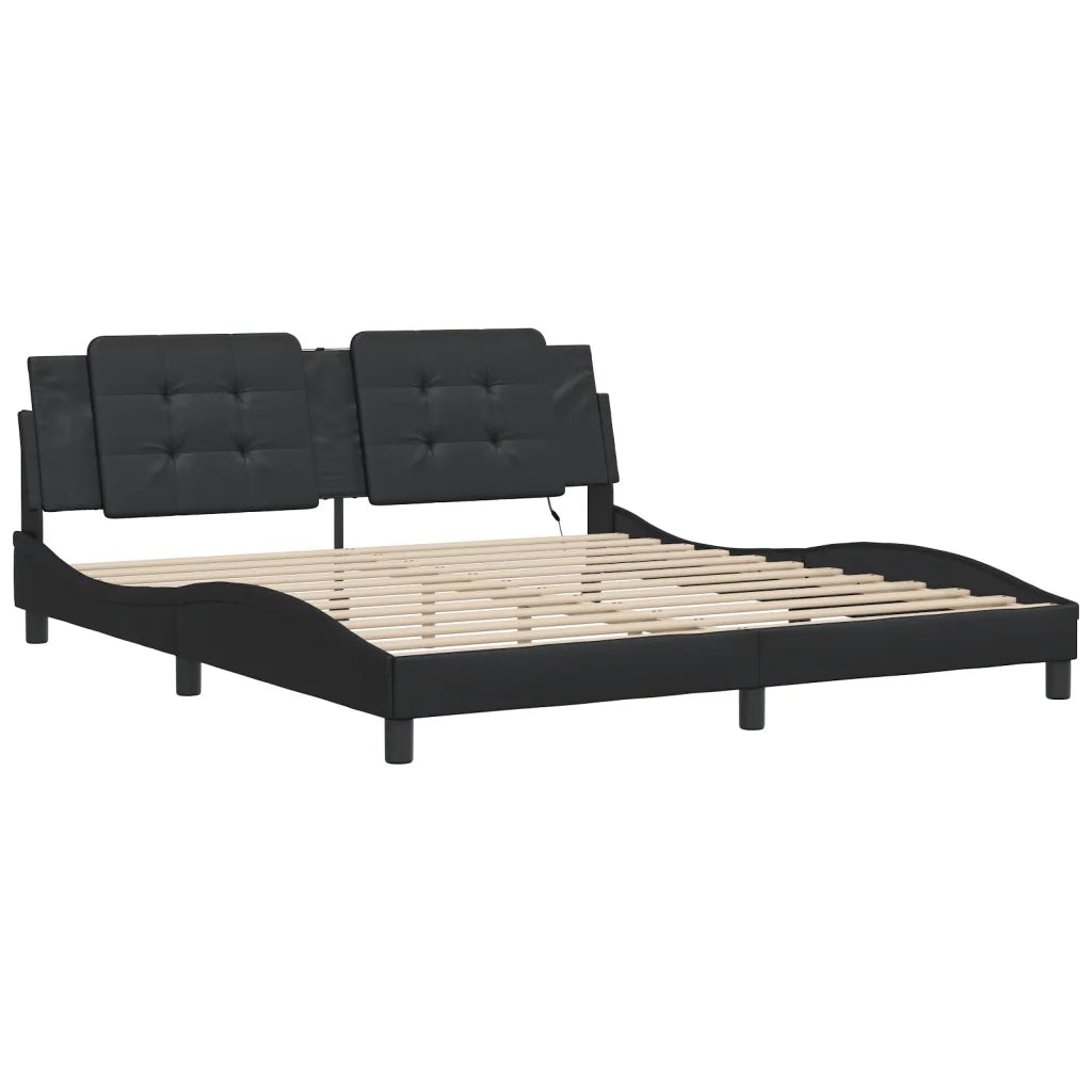 Giroletto con LED senza Materasso-Struttura Letto Zadar Nero 180x200 cm