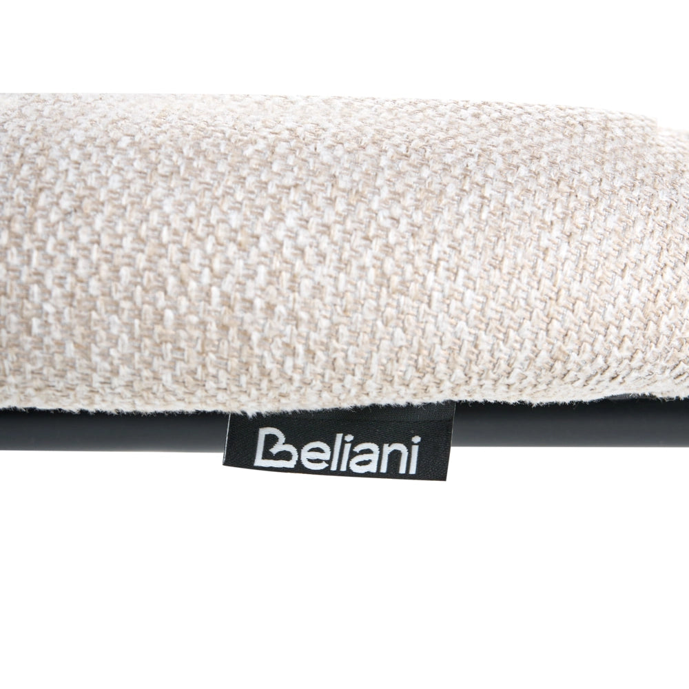Set di 4 sedie da pranzo beige chiaro e nero con gambe in ferro e rivestimento in poliestere nero senza braccioli design moderno e minimalista