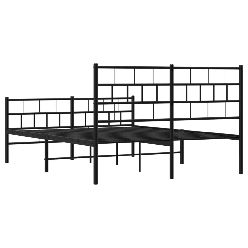 Giroletto con Testiera e Pediera Metallo Nero 120x190 cm 355674