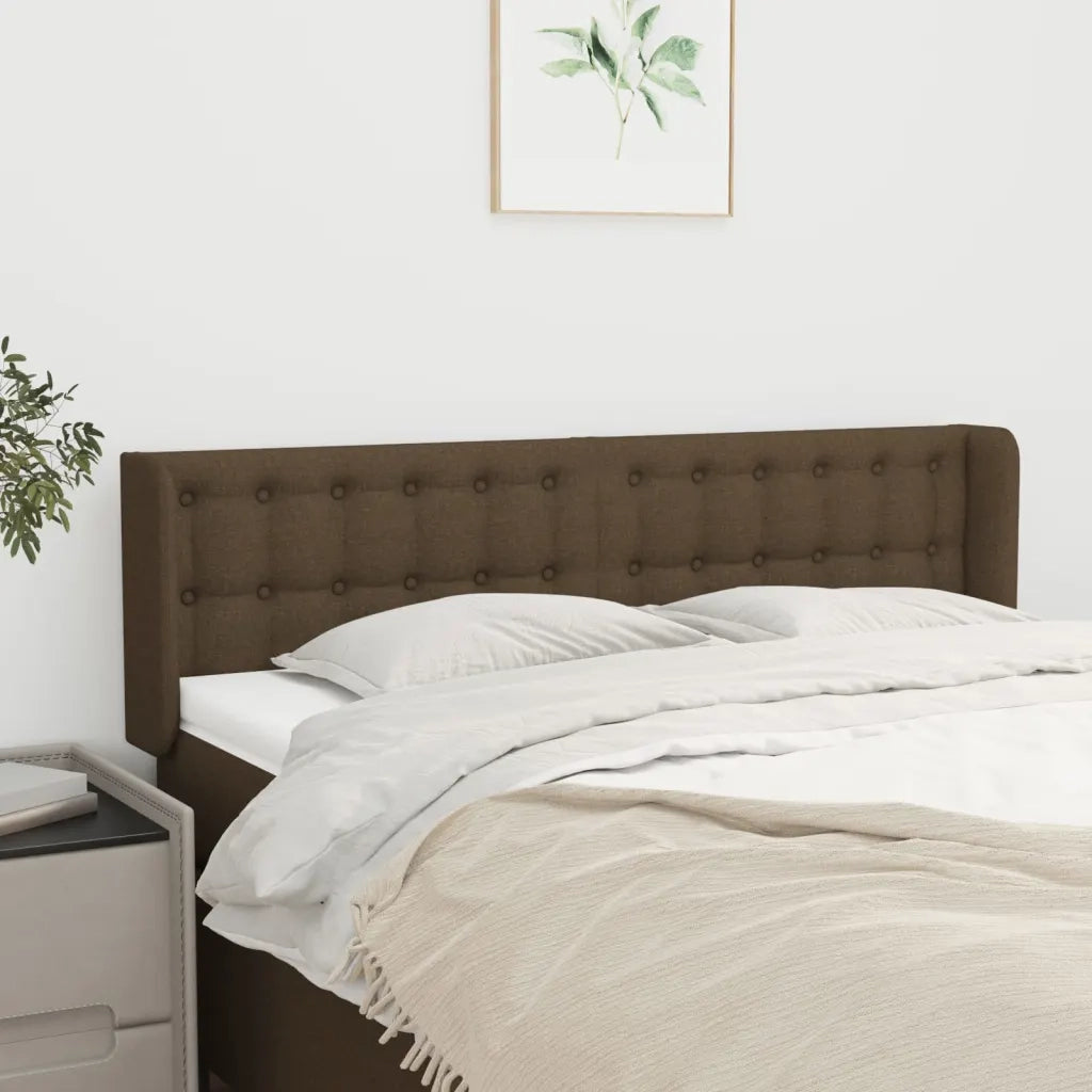 Testiera ad Orecchio Marrone Scuro 147x16x78/88 cm in Tessuto 3119203