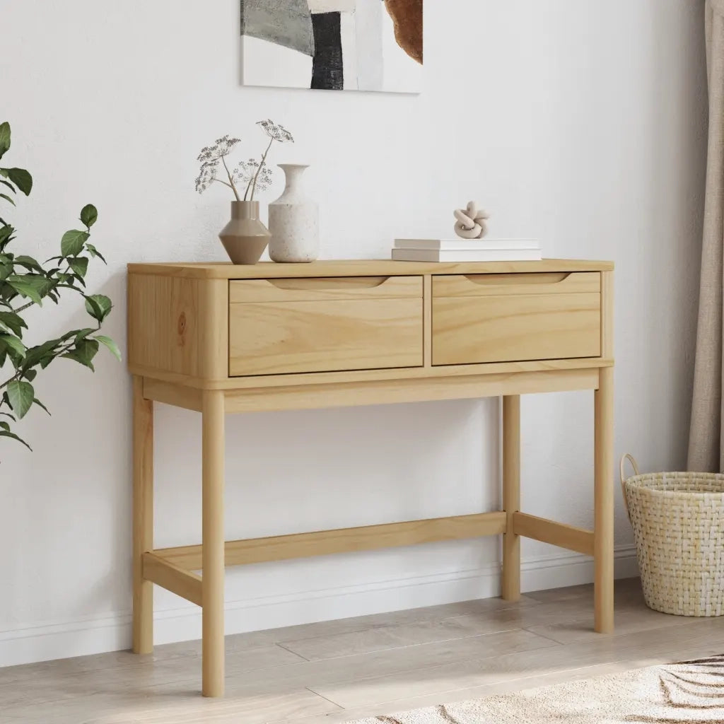 Tavolo Consolle | Tavolo d'Ingresso FLORO 89,5x36,5x73 cm Marrone Cera Legno Pino