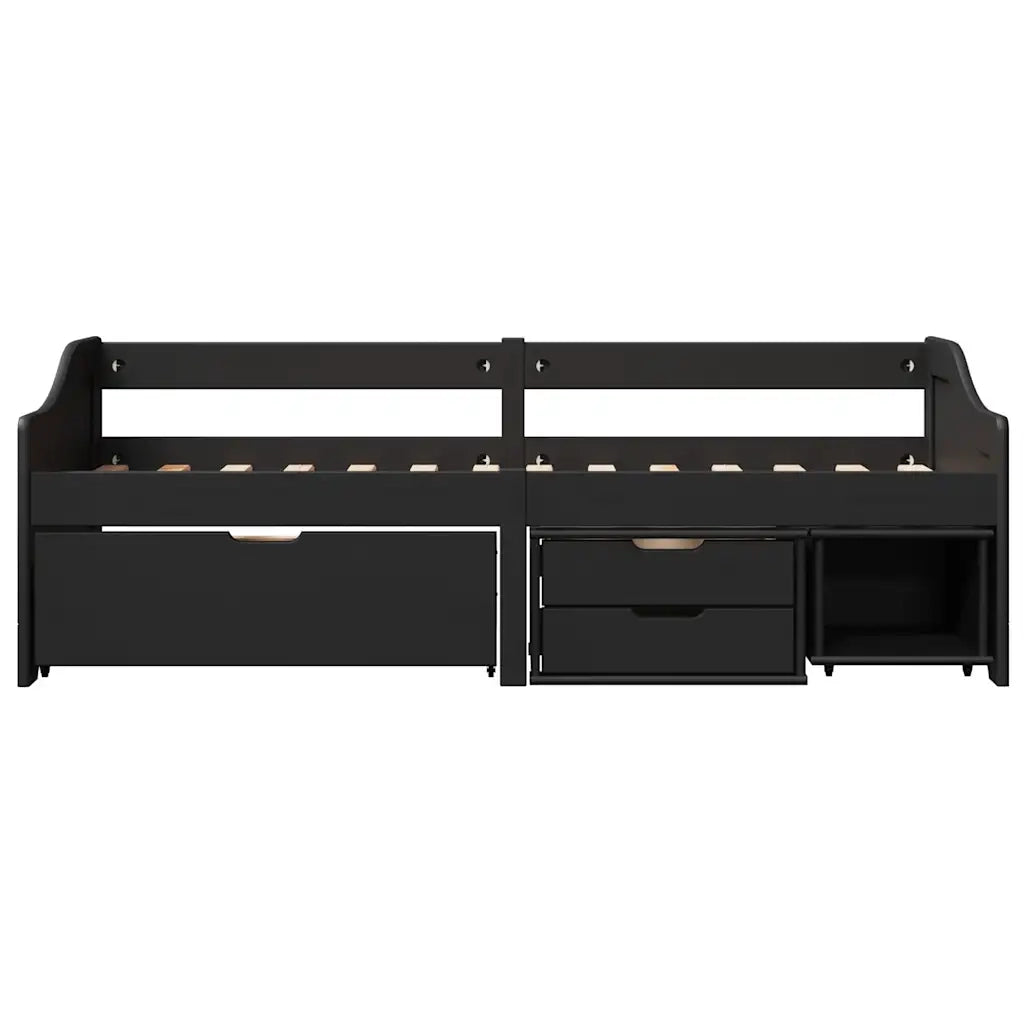 Letto singolo | Letto per adulti | Dormeuse con 3 Cassetti senza Materasso Nero 90x200 cm IRUN