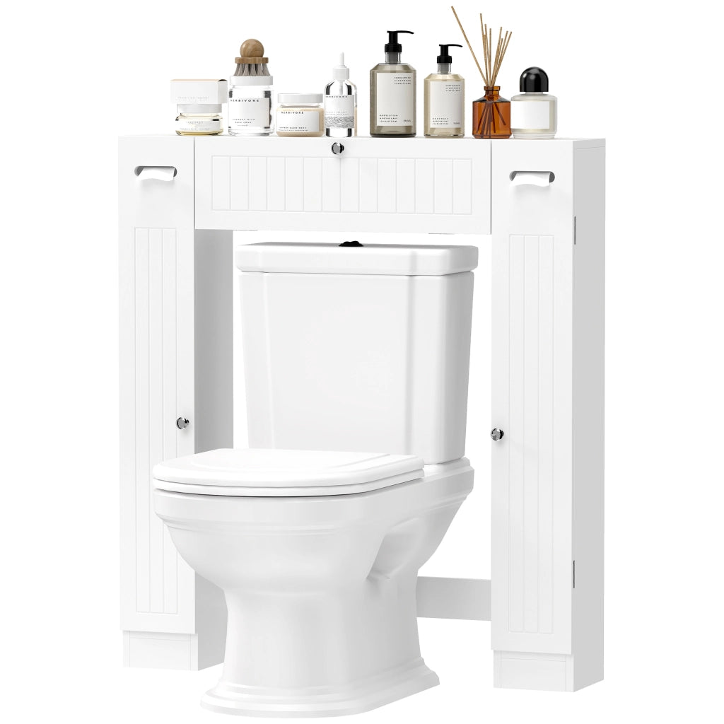 Mobile WC con 2 ante, cassetto, porta rotoli e ripiani regolabili ¨C zephmum ¨C bianco