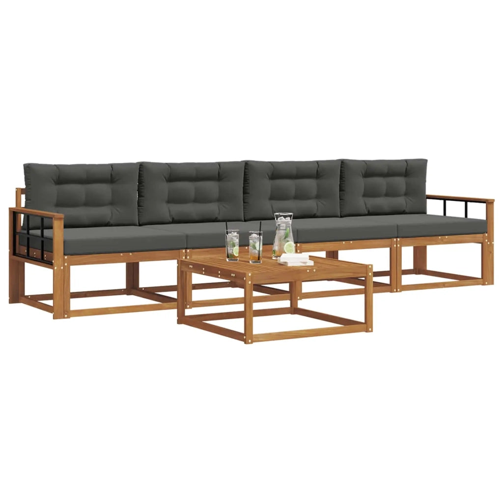 Set di divani da esterno con cuscino 5 pcs Naturale e Antracite 3367170