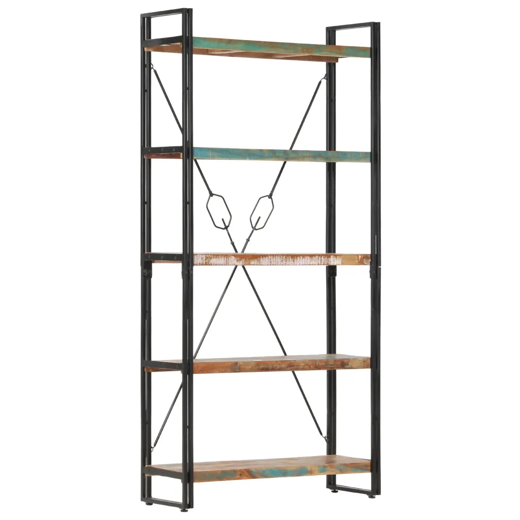 Libreria a 5 Ripiani-Scaffale per Libri-Mobile di Stoccaggio 90x30x180 cm in Legno Massello di Recupero