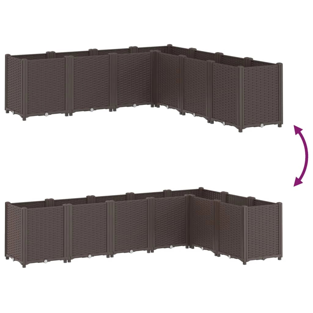 Fioriera rialzata per piante fiori terrazza giardino 160 x 160 x 53 cm polipropilene marrone 02_0037457
