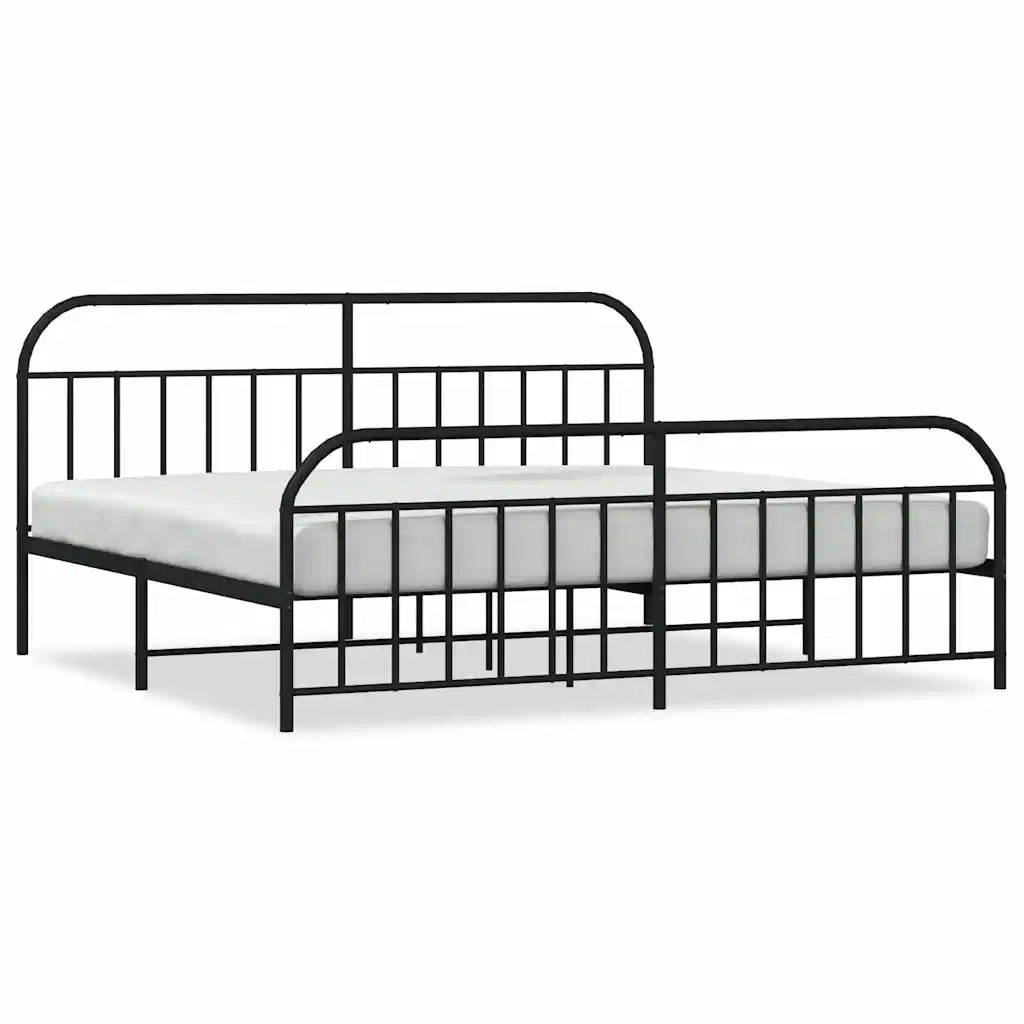 Giroletto con Testiera e Pediera Metallo Nero 193x203 cm 353659