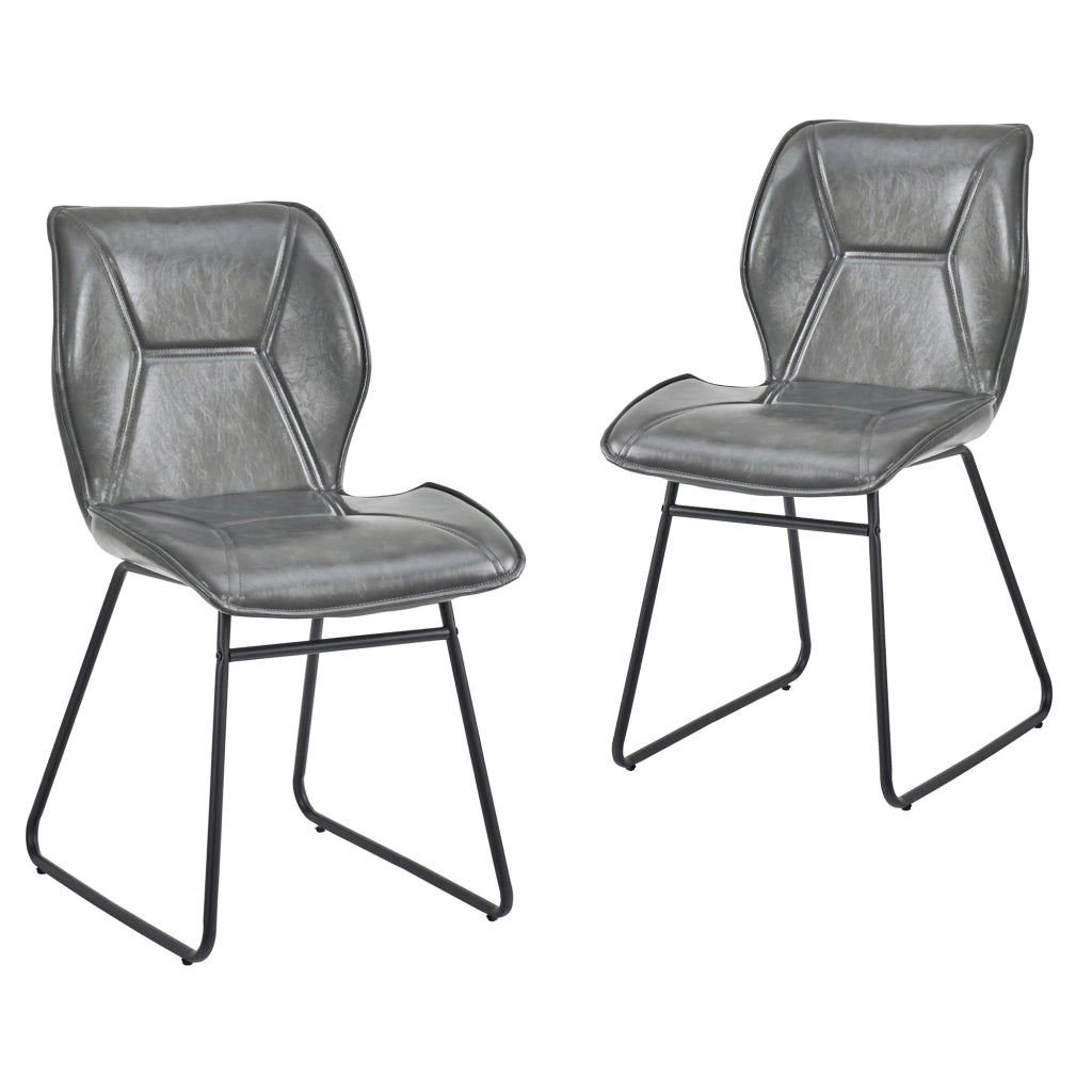 Sedie da Pranzo Set 2 Pezzi Imbottite ¨C MINIMAL ¨C Similpelle con Gambe in Metallo, Grigio