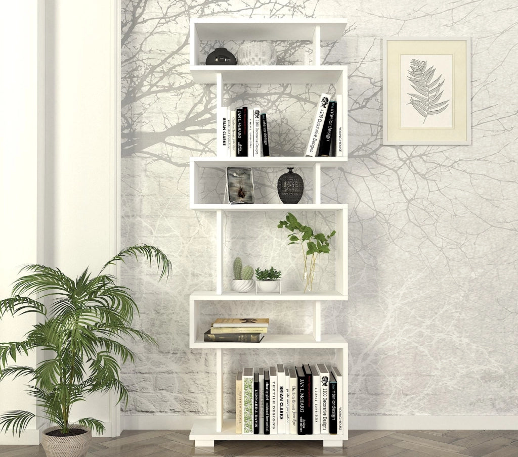 Libreria in legno "Blok" - 60 x 19 x 165 cm - Bianco