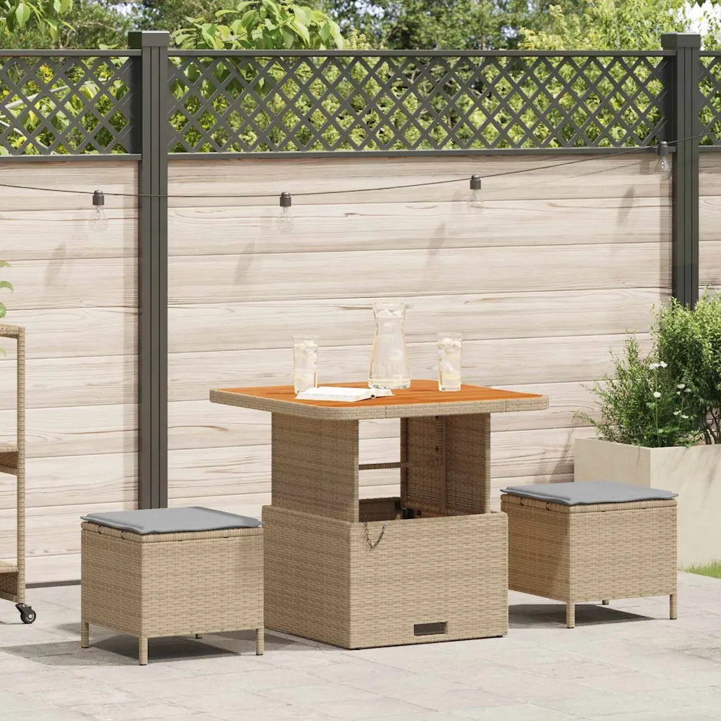 Set da Pranzo per Giardino | Set Salotto da Giardino Beige polyrattan