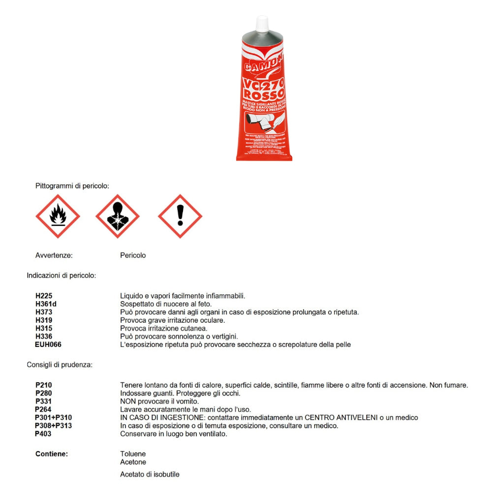 Adesivo sigillante rosso semidenso vc 270 tubi raccordi giunzioni pvc *** formato 125 g, confezione 1