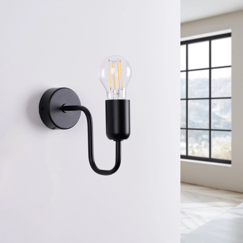 Applique industriale nera PLANUM Pure Lume E27 15W metallo