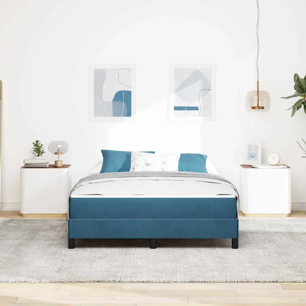 Letto a molle con materasso-Struttura Letto con Materasso Blu Scuro 140 x 200 cm Tessuto
