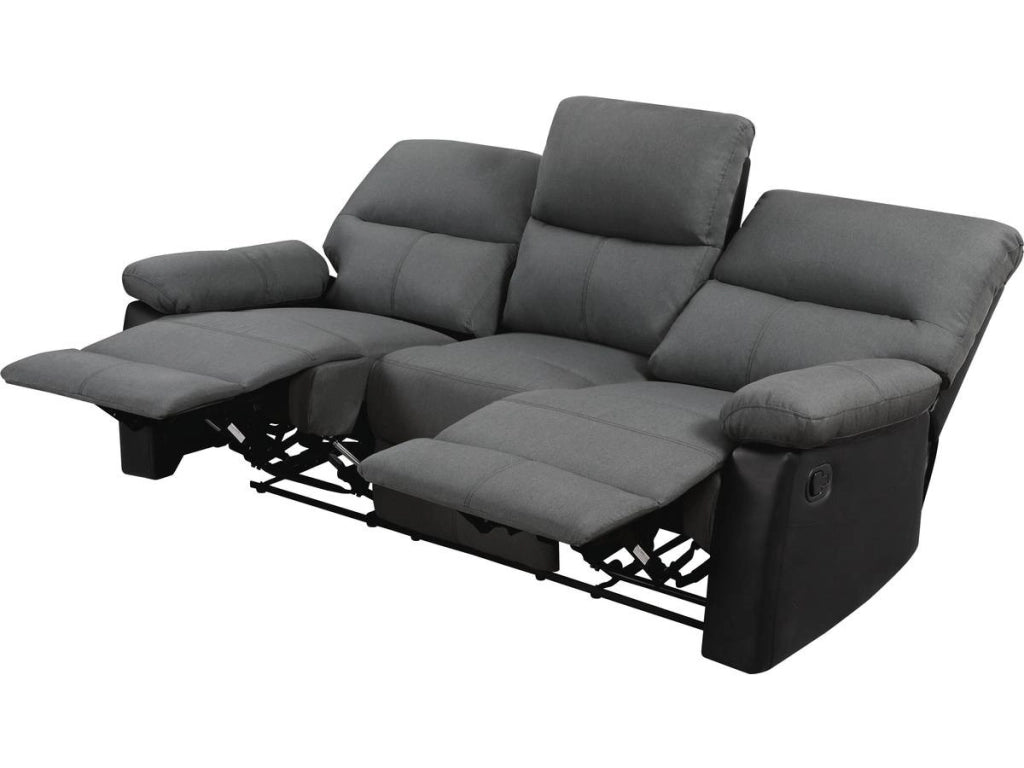Divano reclinabile "Lincoln" - 197 x 89 x 103 cm - 3 posti a sedere - Nero / Grigio scuro