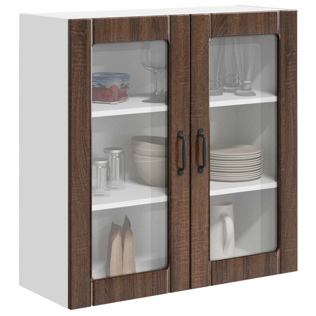 Pensile da cucina | Mobile in vetro da parete LUCCA Rovere Marrone 80 x 31 x 80 cm