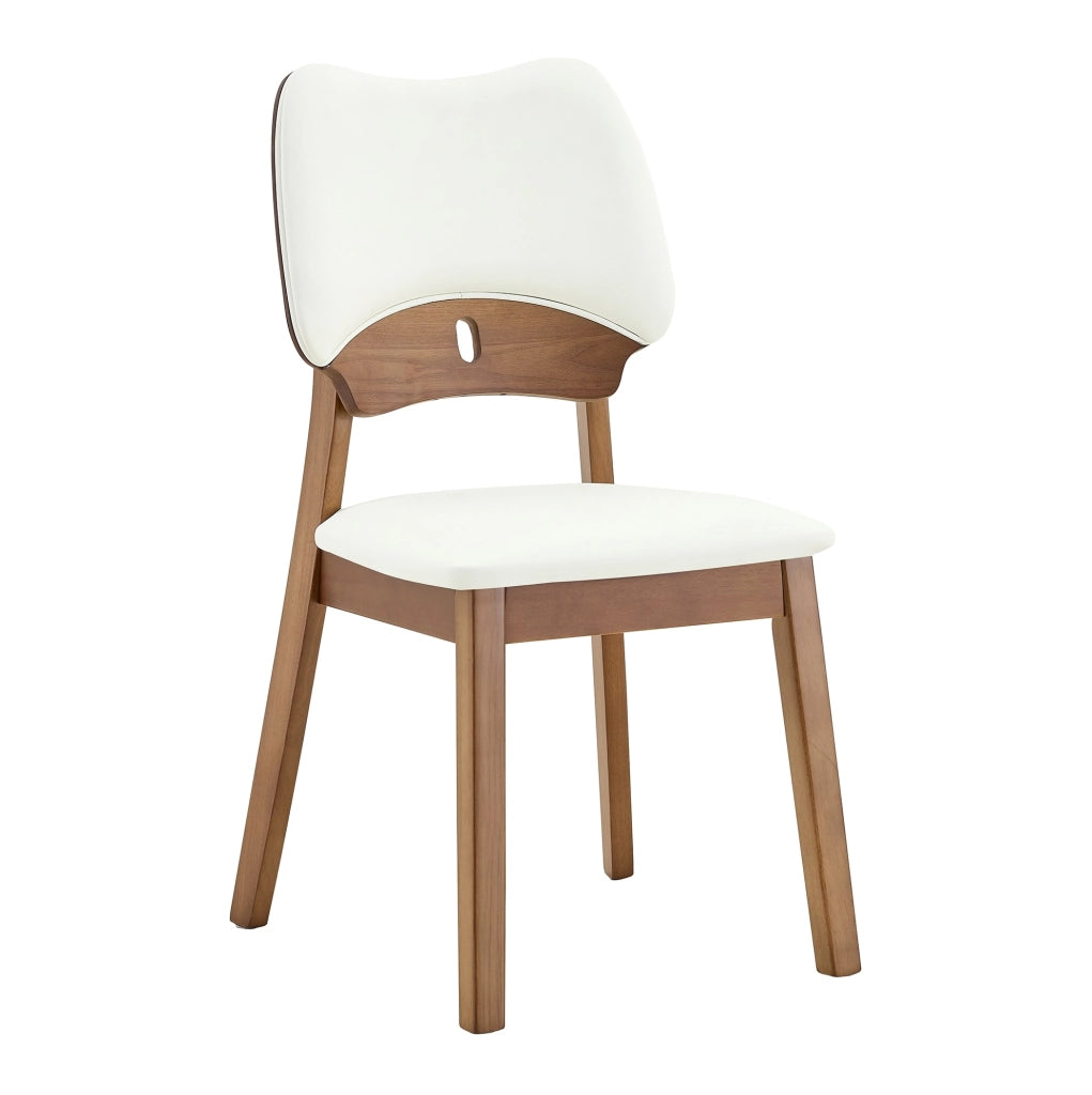 Set di 2 sedie da pranzo con schienale a farfalla; seduta imbottita in legno; bianco